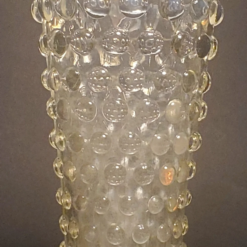 VINTAGE Opalescent Moonstone Ruffle Top Clear Hobnail 5 1/2